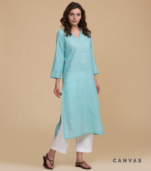 Mangalgiri sea green cotton kurta