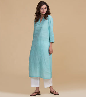 Mangalgiri sea green cotton kurta