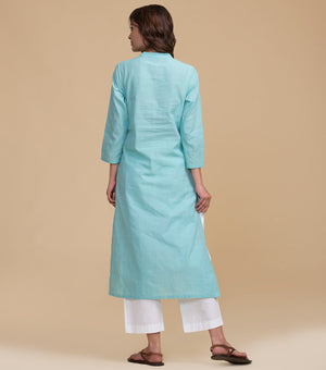 Mangalgiri sea green cotton kurta