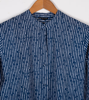 Navy Blue Printed Cotton Shirt