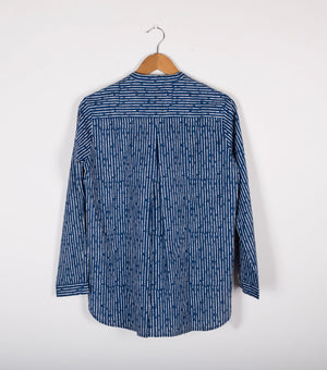 Navy Blue Printed Cotton Shirt