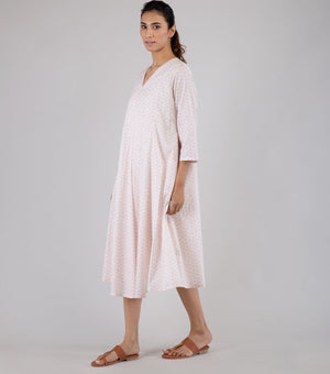 Pink Cotton Printed Dress