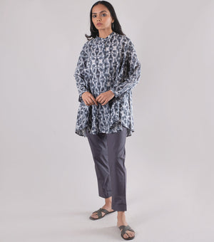 Grey Printed Cotton Shirt