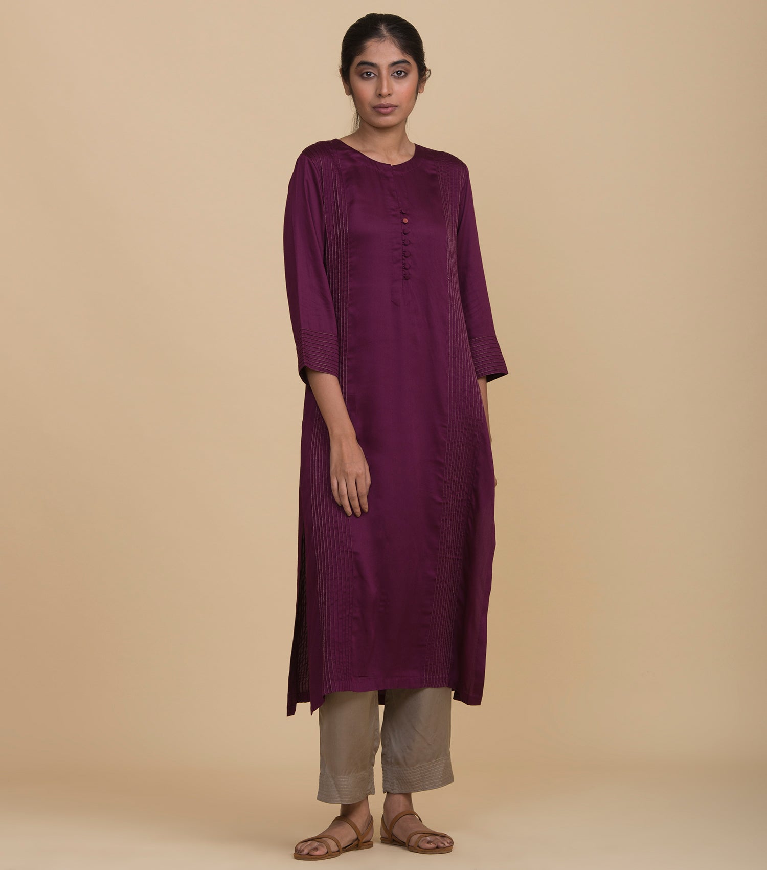 Plum viscose straight kurta