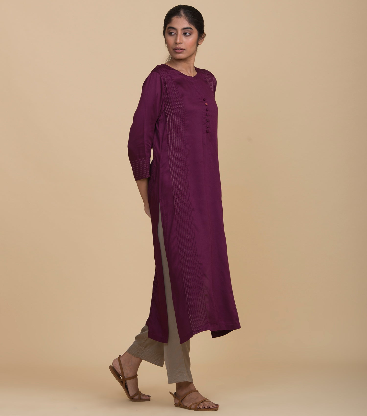 Plum viscose straight kurta