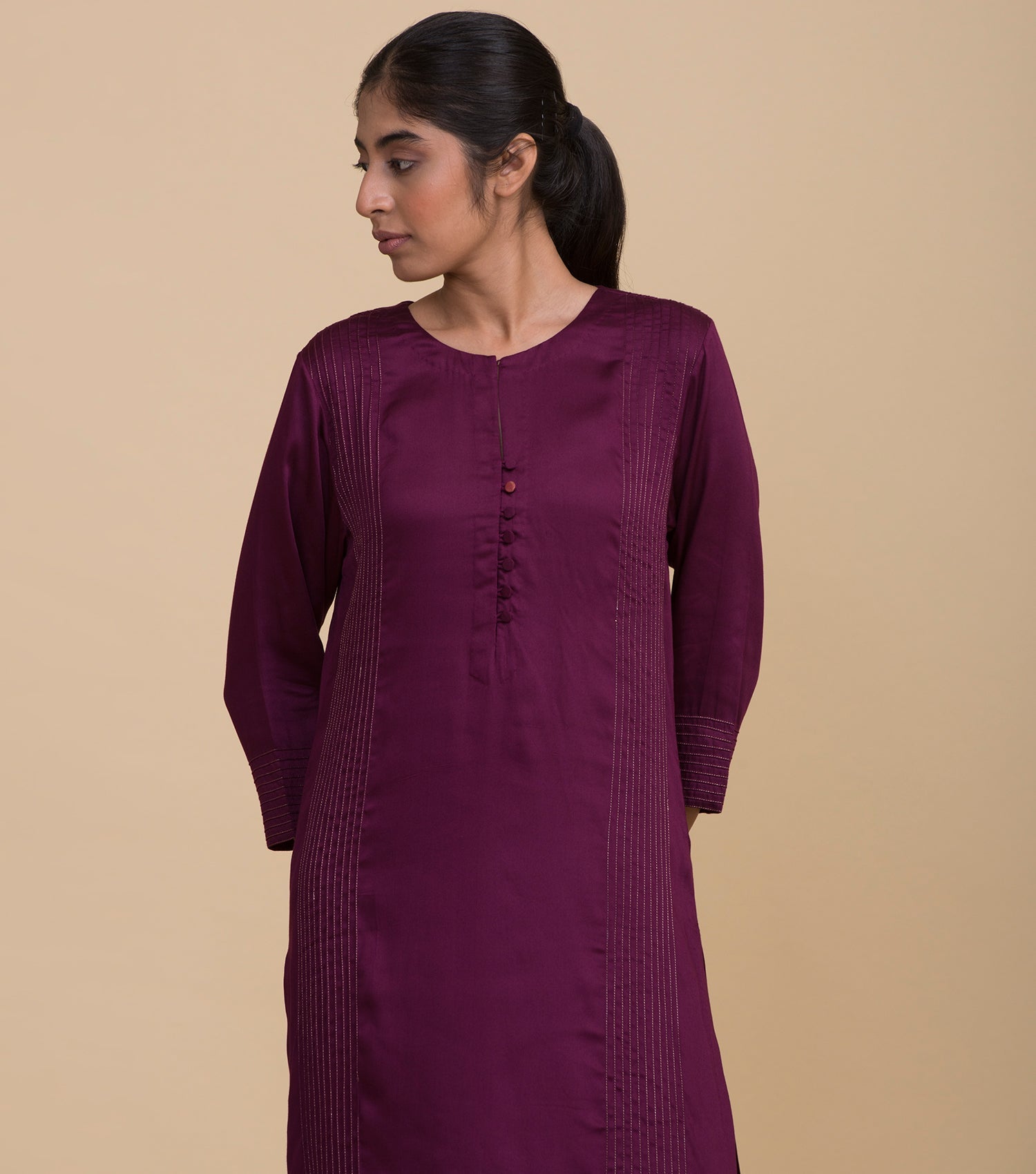 Plum viscose straight kurta