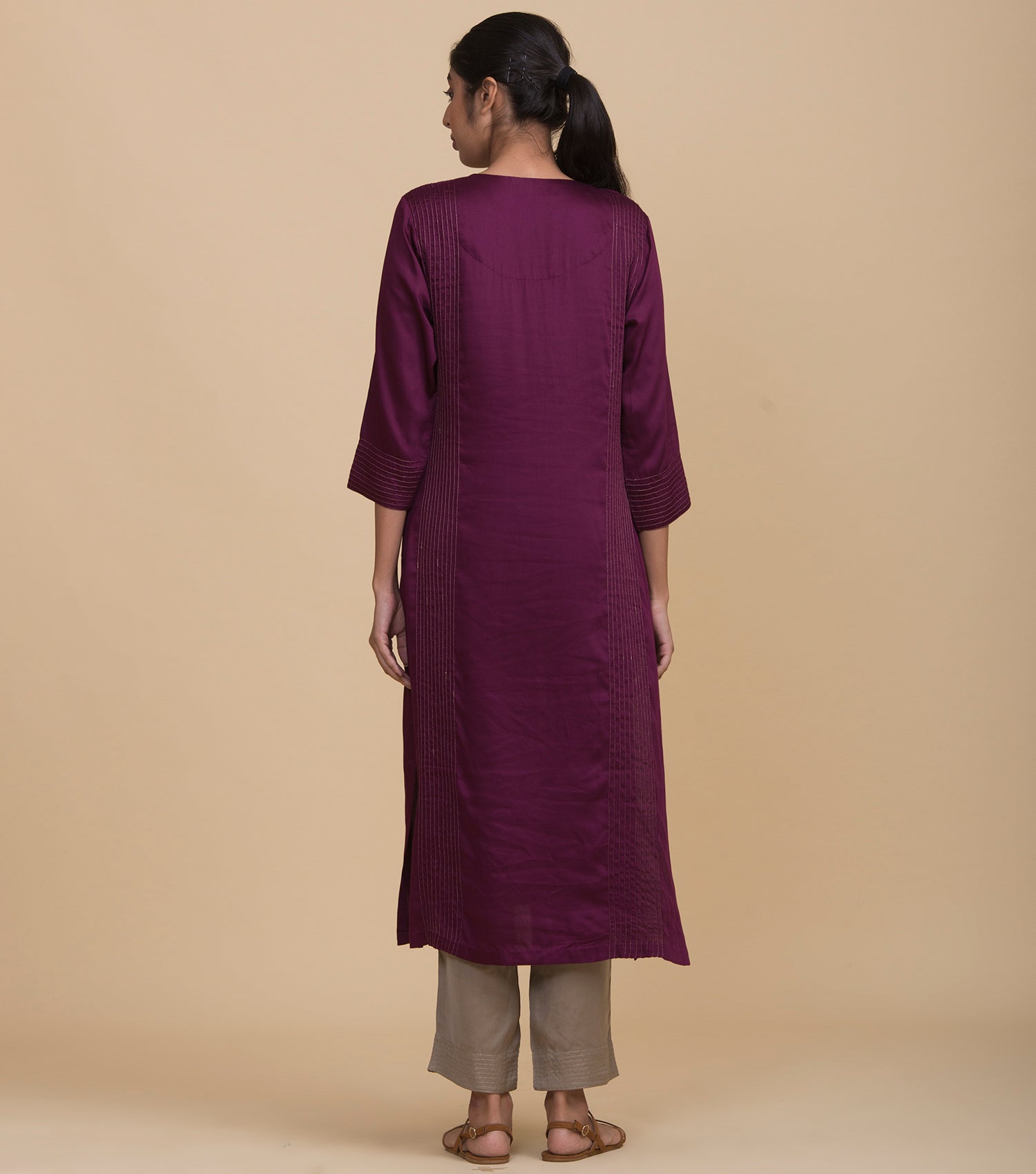 Plum viscose straight kurta