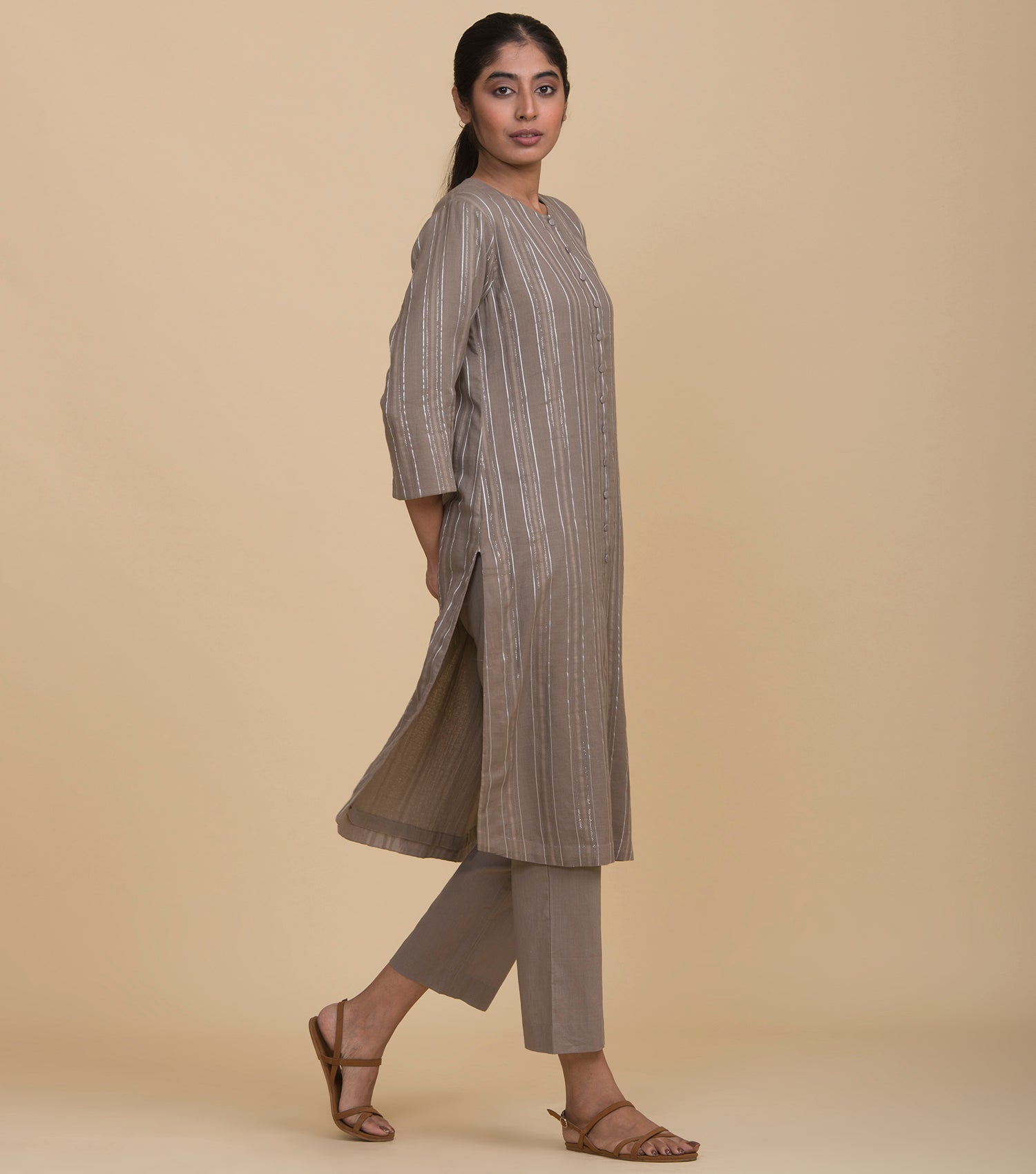 Beige cotton kurta