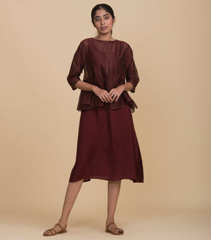 Maroon chanderi kediyo set