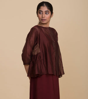 Maroon chanderi kediyo set