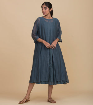 Blue chanderi cape set