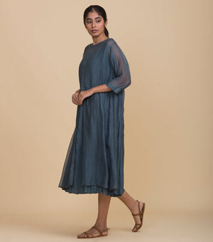 Blue chanderi cape set