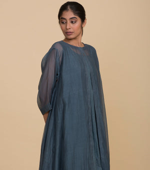 Blue chanderi cape set