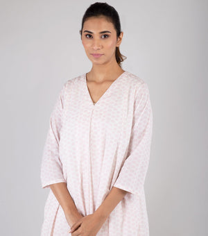 Pink Cotton Printed Dress