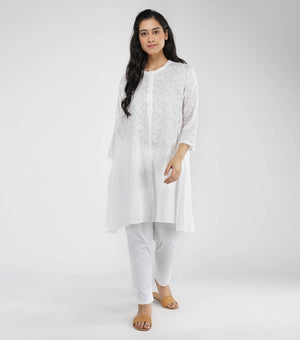 White Printed Flared Tunic