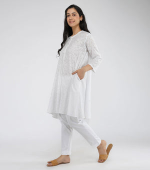 White Printed Flared Tunic