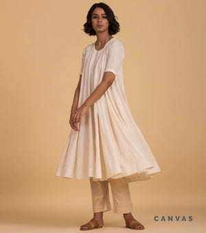 Ivory cotton flared kurta