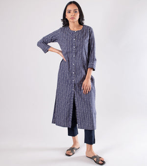 Blue Printed Cotton Kurta