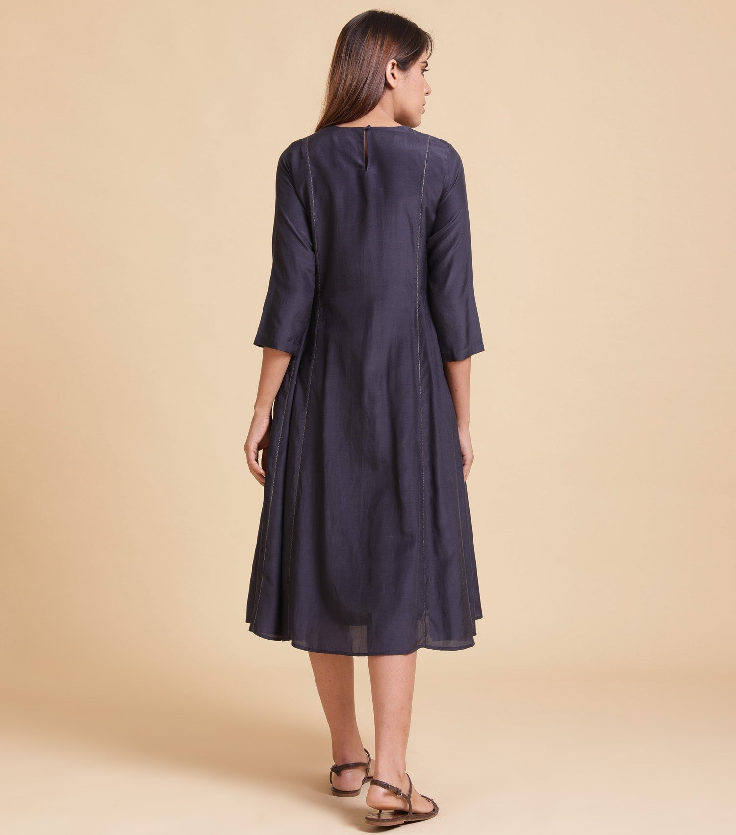 Prussian Blue Cotton Silk Dress