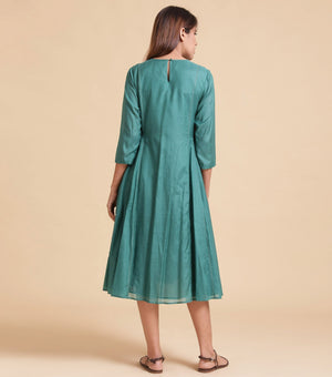 Teal Cotton Silk Dress