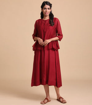 Wine Chanderi Kediyo set