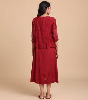 Wine Chanderi Kediyo set