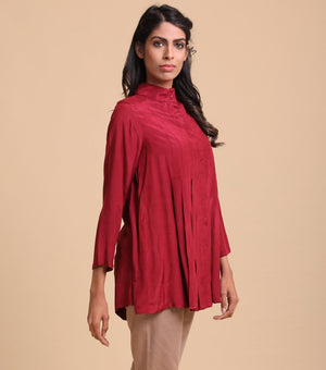 Wine Cotton Silk shirt