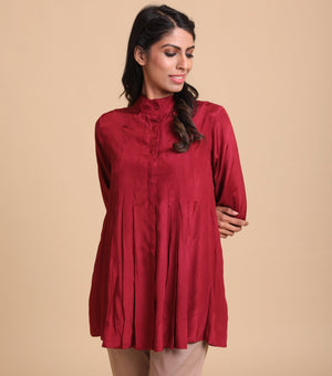Wine Cotton Silk shirt