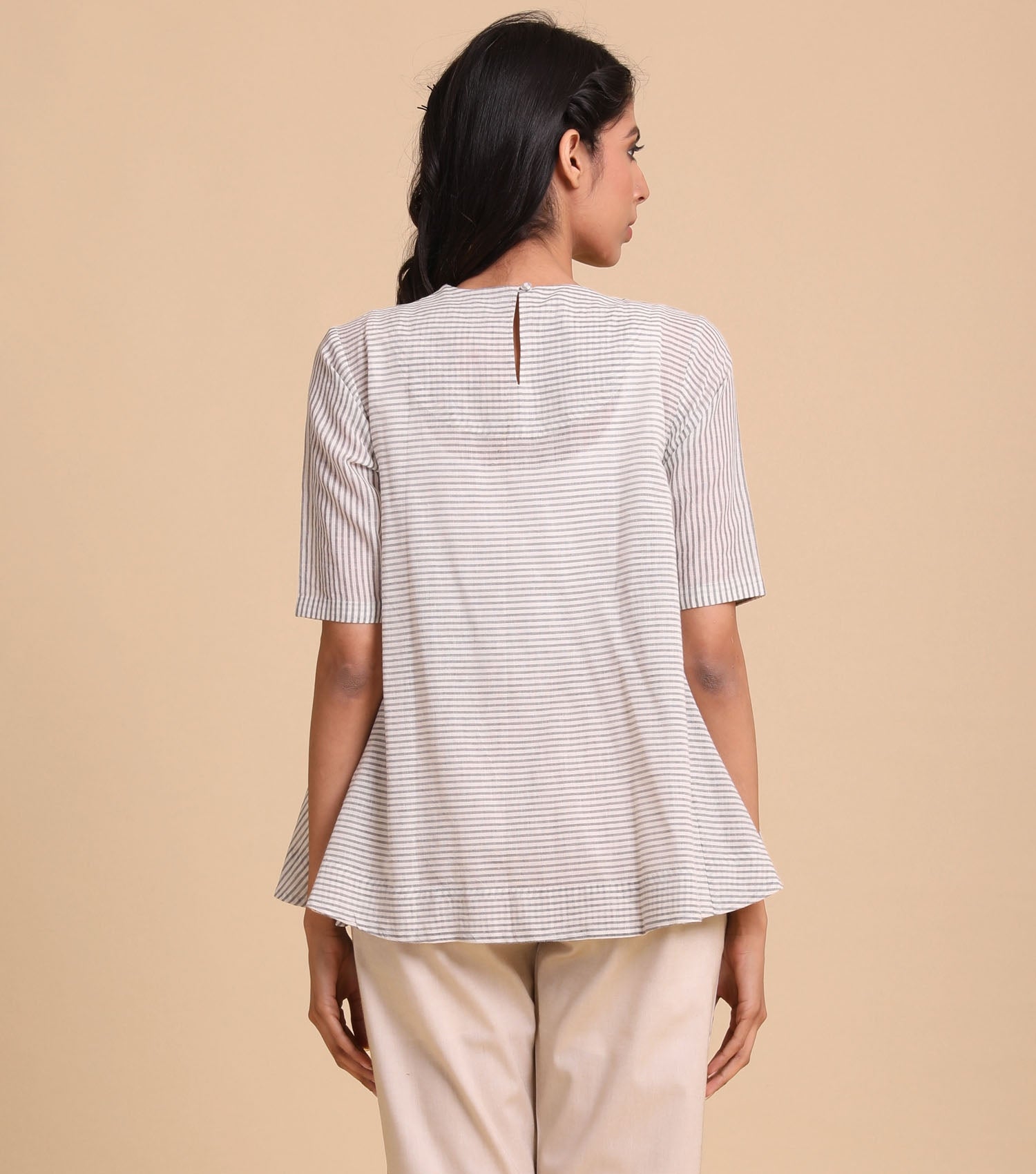 Natural woven stripped top