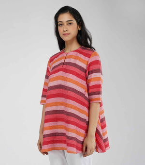 Summer Flared Striped Cotton Top