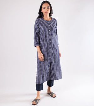Blue Printed Cotton Kurta