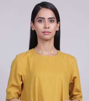 Mustard Cotton Linen Dress