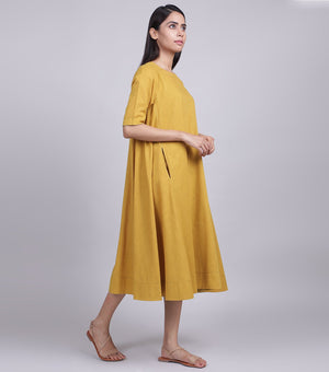 Mustard Cotton Linen Dress