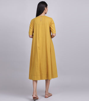 Mustard Cotton Linen Dress