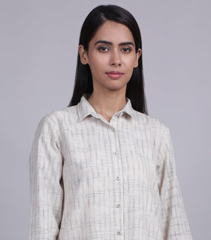 Ivory Woven Cotton Kurta