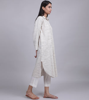Ivory Woven Cotton Kurta