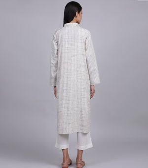 Ivory Woven Cotton Kurta