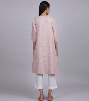 PINK HANDWOVEN LINEN KURTA