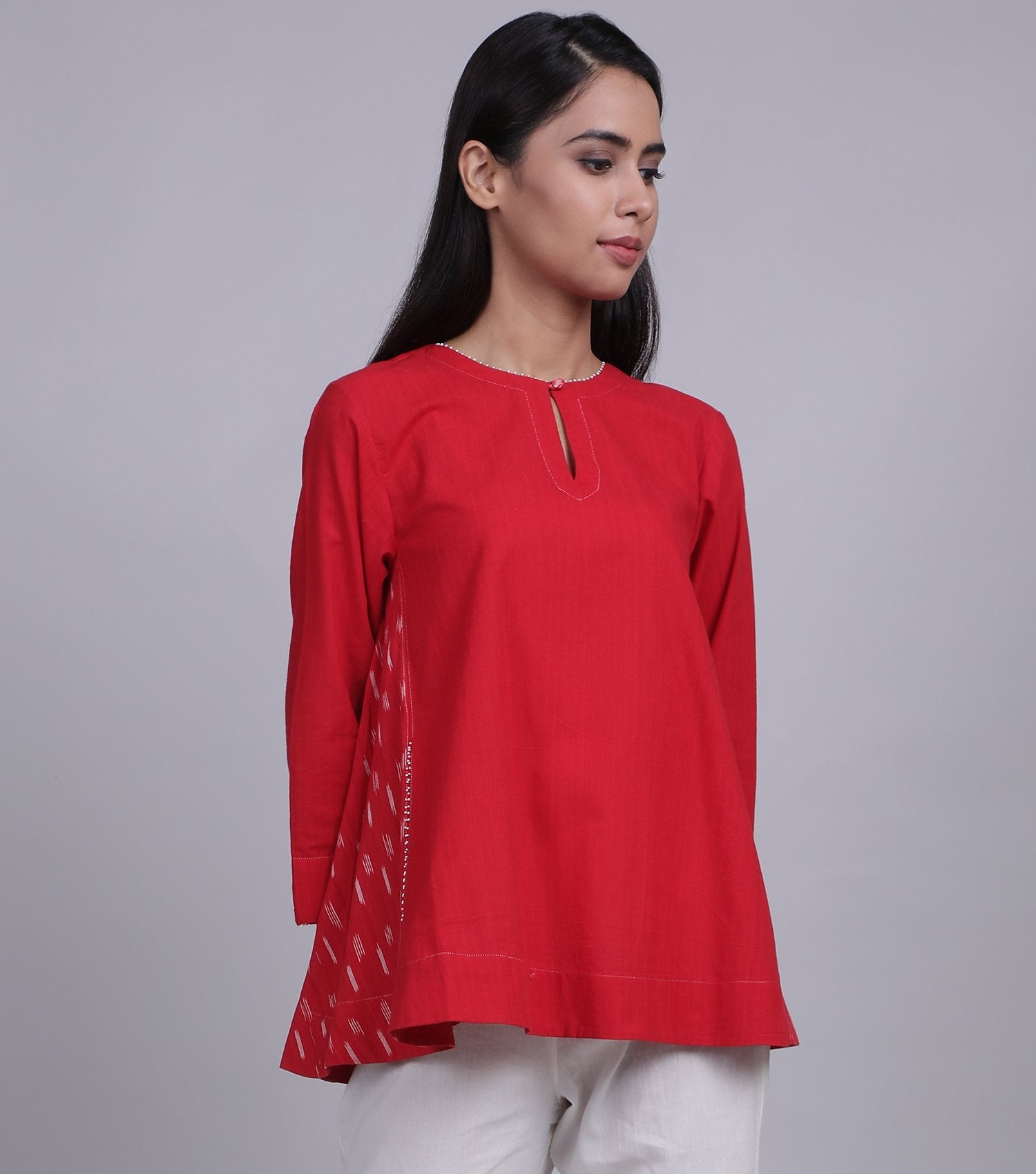 Red Cotton Linen Top