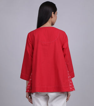 Red Cotton Linen Top