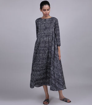 Black Cotton Linen Dress