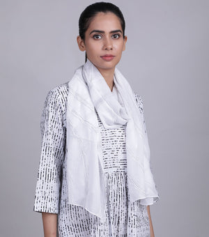 White Textured Cotton Stole