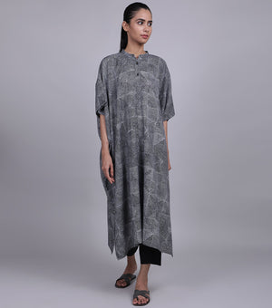 Black Cotton Linen Kaftan
