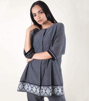 Black Woven Cotton Co-ord Set