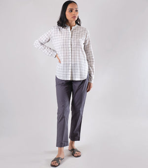 White Checkered cotton shirt