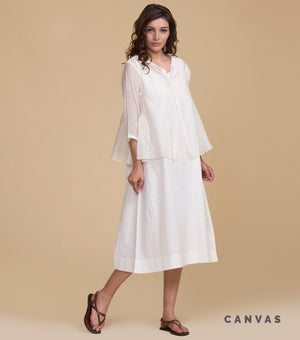 White chanderi kediyo Set