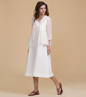 White chanderi kediyo Set