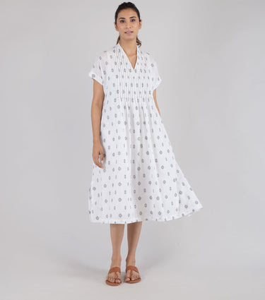 White Cotton Woven Dress