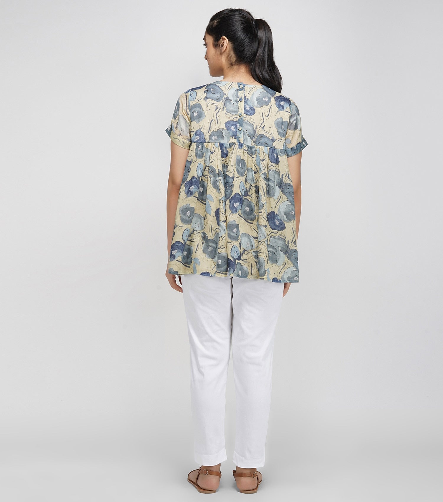 Multicolor Floral Printed Cotton Top