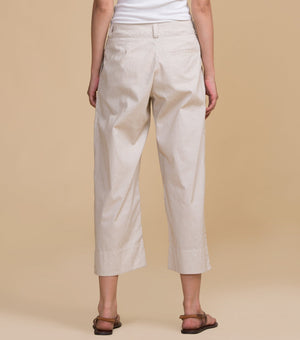 Beige solid cotton pants